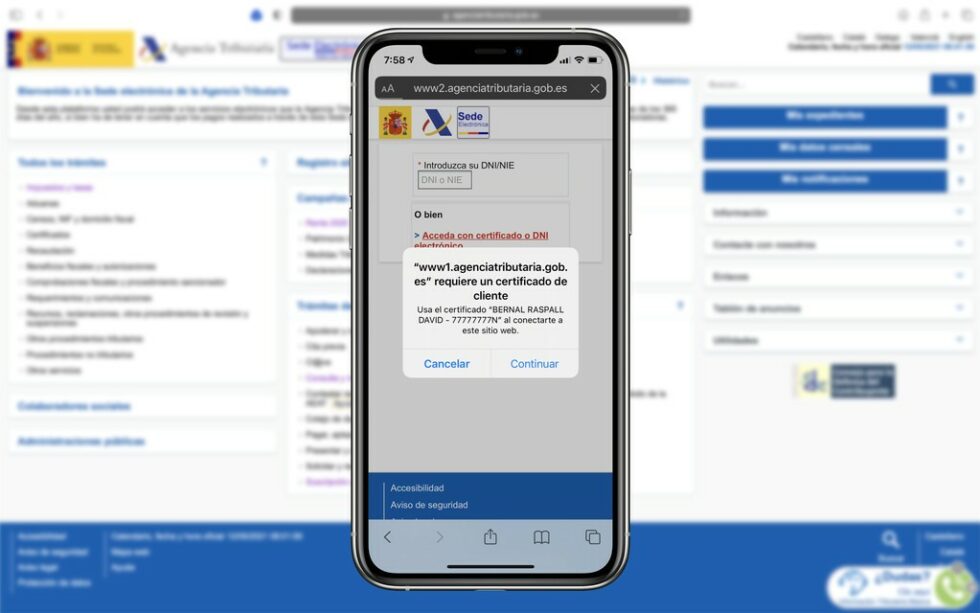 Certificado digital de la agencia tributaria